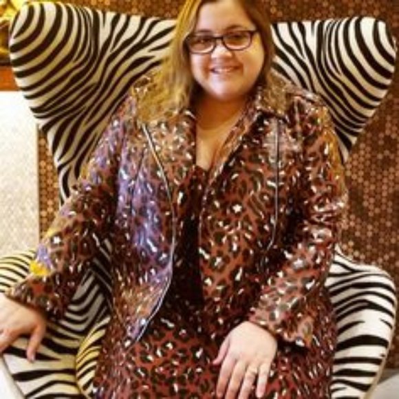 Eloquii brown speckled leopard print cropped moto jacket size 14 14P 14W - Picture 2 of 6